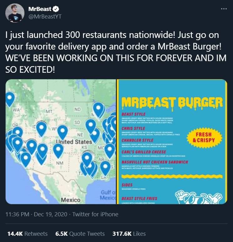 Locations  MrBeast Burger