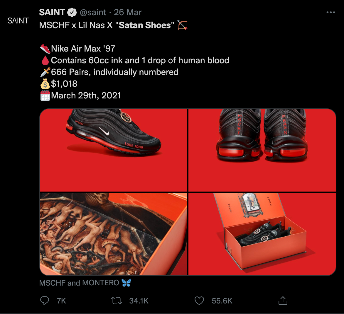 Nike MSCHF x Lil Nas X Custom Air Max 97 Satan Shoes 1 of 666